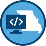 Favicon of a computer monitor over the state of Missouri